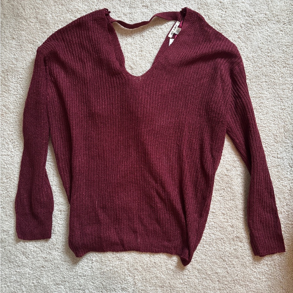 Francesca's Deep Red Knit Sweater-NWT